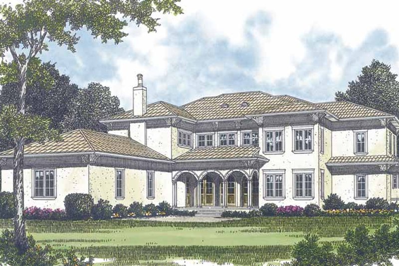 Dream House Plan - Exterior - Rear Elevation for Mediterranean House Plan #453-598 - 5 bed, 5.5 bath