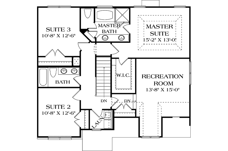 Dream House Plan - Floor Plan - Upper Floor for Traditional House Plan #453-503 - 3 bed, 2.5 bath