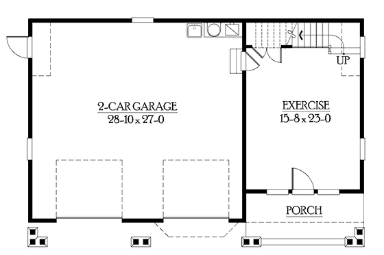 Floor Plan - Main Floor for Craftsman House Plan #132-283, 1 bath