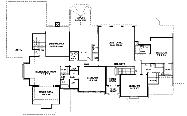 European Floor Plan - Upper Floor Plan #81-649