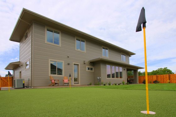 Exterior - Rear Elevation 1 for Prairie House Plan #124-969 - 4 bed, 3 bath