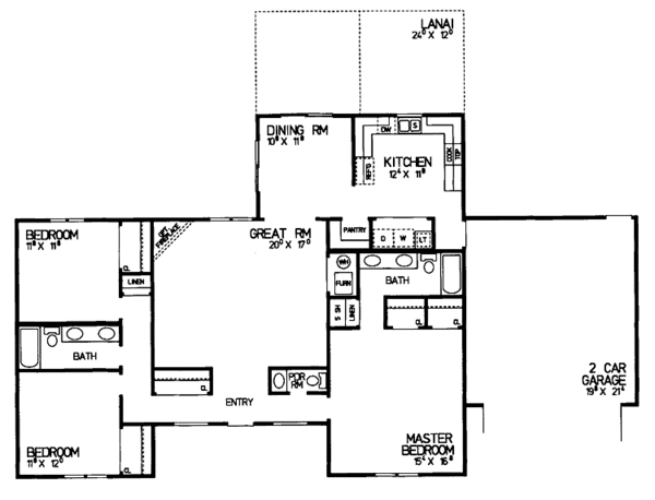 Architectural House Design - Mediterranean Floor Plan - Main Floor Plan #72-1033