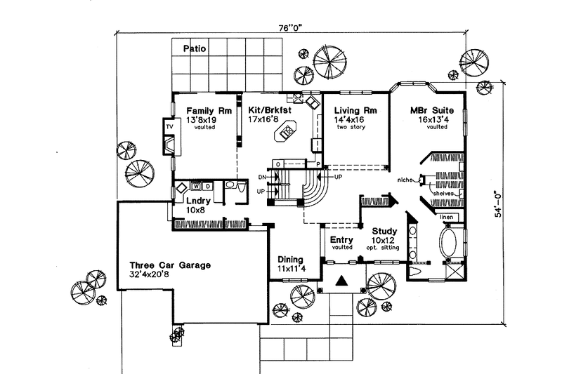 Dream House Plan - Floor Plan - Main Floor for Mediterranean House Plan #320-554 - 4 bed, 2.5 bath
