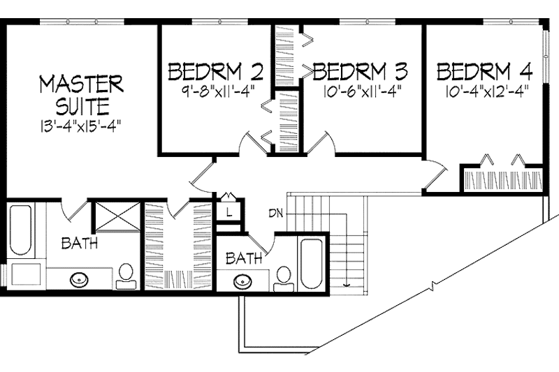 Home Plan - Floor Plan - Upper Floor for Contemporary House Plan #51-854 - 4 bed, 2.5 bath