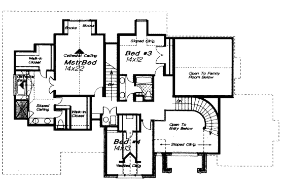 Floor Plan - Upper Floor for European House Plan #310-203 - 4 bed, 3.5 bath