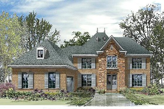 Exterior - Front Elevation for European House Plan #424-1 - 5 bed, 3.5 bath
