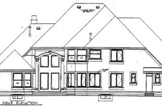 Exterior - Rear Elevation for European House Plan #47-480 - 4 bed, 5 bath