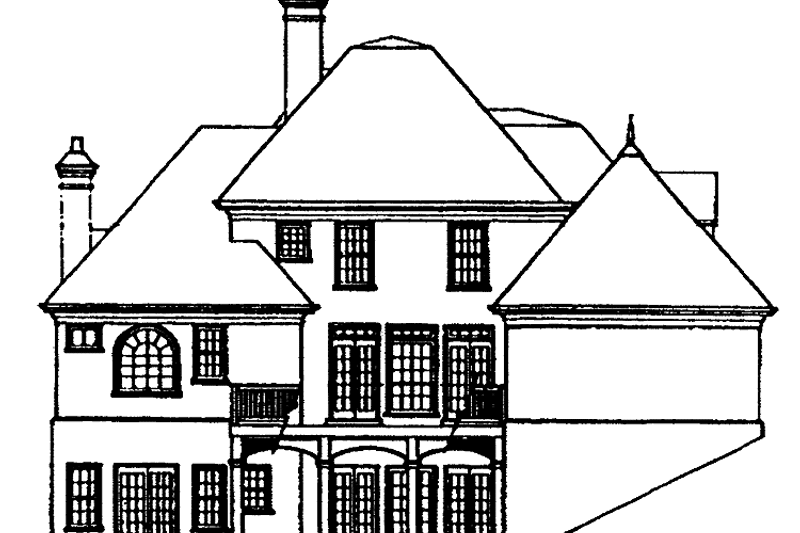 House Blueprint - Exterior - Rear Elevation for European House Plan #429-101 - 4 bed, 3.5 bath