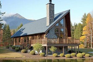 Cabin Exterior - Front Elevation Plan #3-107