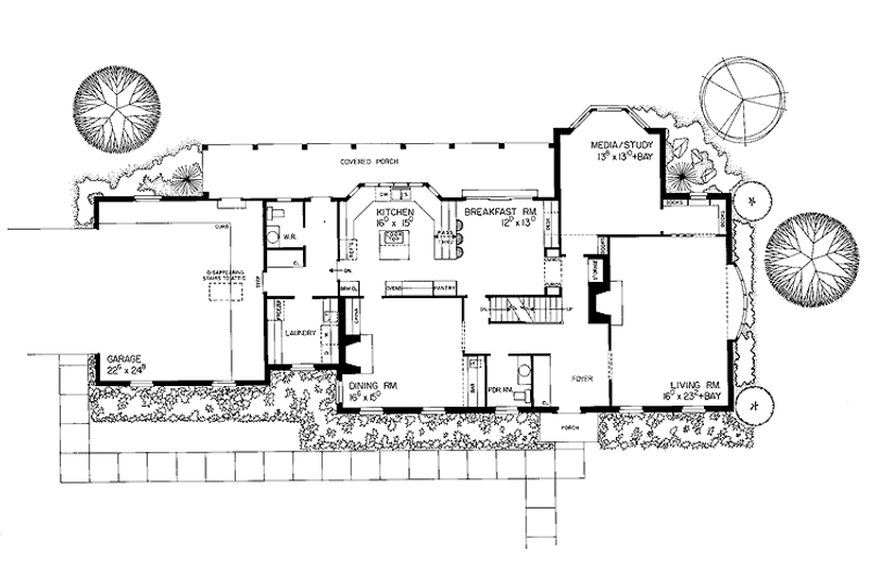 Home Plan - Floor Plan - Main Floor for Colonial House Plan #72-799 - 4 bed, 2 bath