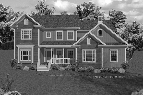 Exterior - Front Elevation 3 for Country House Plan #56-668 - 5 bed, 5 bath