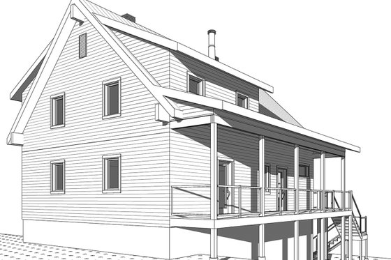 Exterior - Rear Elevation for Cottage House Plan #23-2718 - 4 bed, 3 bath