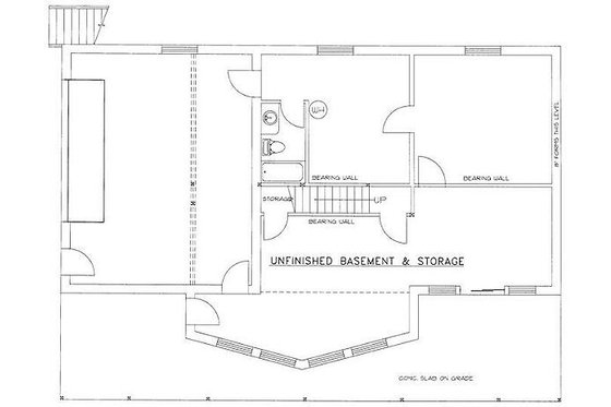 Floor Plan - Lower Floor for Bungalow House Plan #117-511 - 2 bed, 3 bath