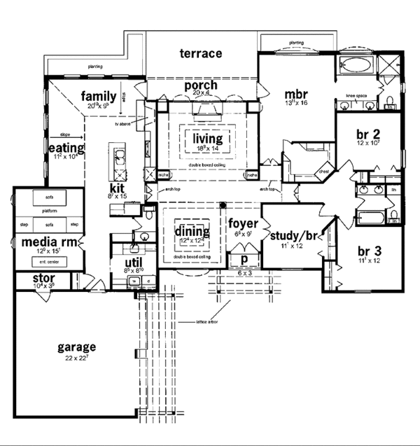 Home Plan - Ranch Floor Plan - Main Floor Plan #36-571