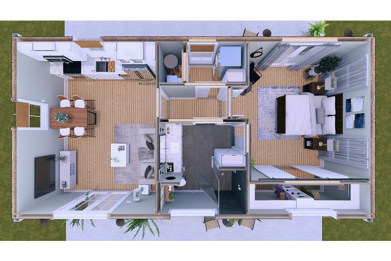 Dream House Plan - Floor Plan - Main Floor 1 for Cottage House Plan #44-284 - 1 bed, 1 bath
