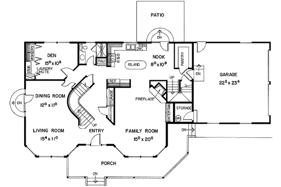 Floor Plan - Main Floor for Country House Plan #60-700 - 3 bed, 3 bath