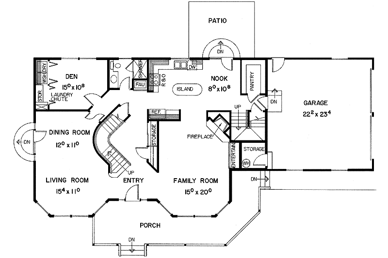 Home Plan - Floor Plan - Main Floor for Country House Plan #60-700 - 3 bed, 3 bath
