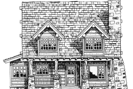 Exterior - Front Elevation 7 for Cabin House Plan #942-25 - 2 bed, 2 bath