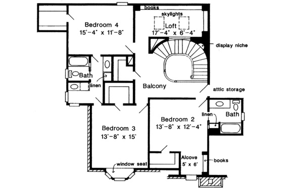 Floor Plan - Upper Floor for Country House Plan #410-3595 - 4 bed, 3.5 bath