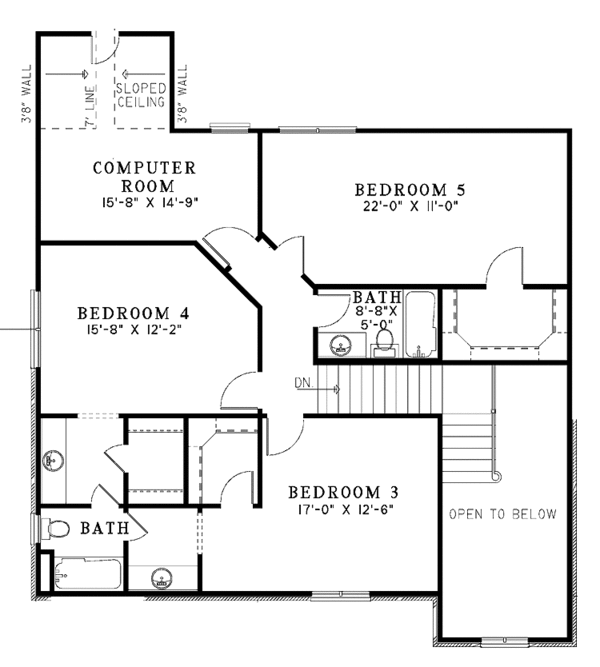 Dream House Plan - Colonial Floor Plan - Upper Floor Plan #17-3271