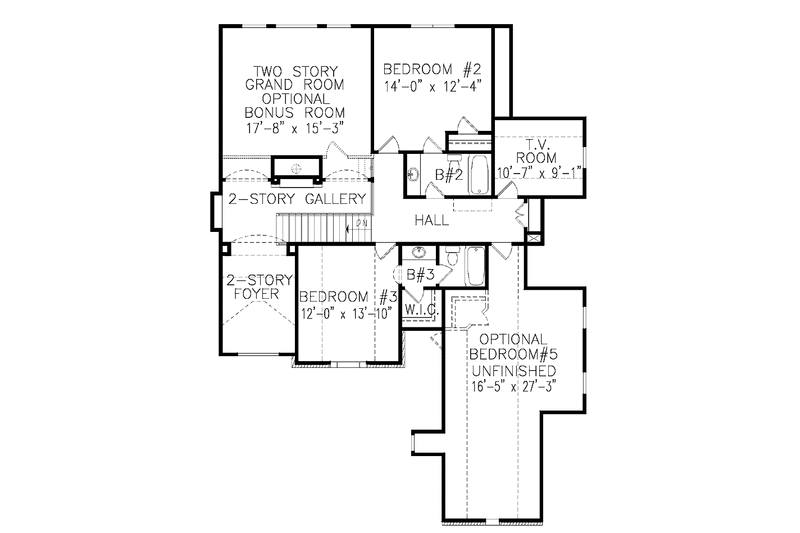 Dream House Plan - Floor Plan - Upper Floor for European House Plan #54-276 - 4 bed, 4.5 bath
