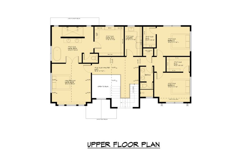 Architectural House Design - Floor Plan - Upper Floor for European House Plan #1066-252 - 3 bed, 2.5 bath