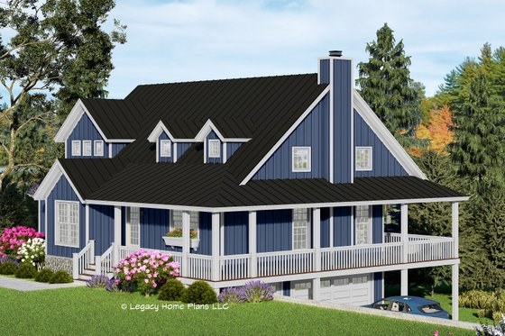 Exterior - Front Elevation 3 for Southern House Plan #932-919 - 4 bed, 3 bath