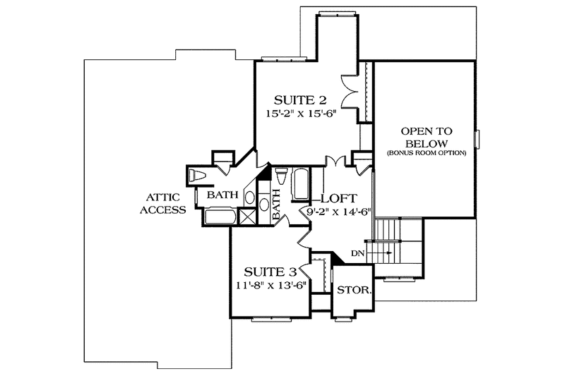 House Blueprint - Floor Plan - Upper Floor for Country House Plan #453-217 - 3 bed, 3.5 bath