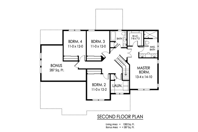 Dream House Plan - Floor Plan - Upper Floor for Traditional House Plan #1010-233 - 4 bed, 2.5 bath