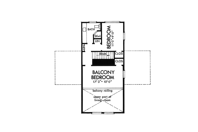 Dream House Plan - Floor Plan - Upper Floor for Cabin House Plan #320-1228 - 3 bed, 2 bath