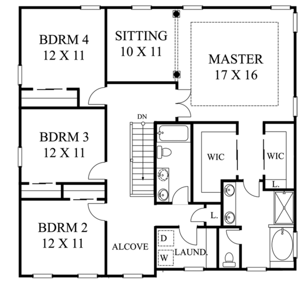 Home Plan - Colonial Floor Plan - Upper Floor Plan #1053-54
