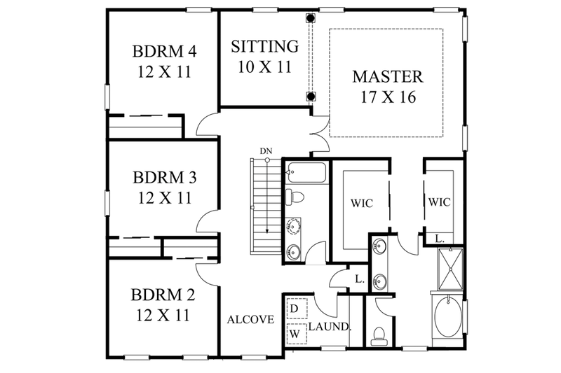 Home Plan - Floor Plan - Upper Floor for Colonial House Plan #1053-54 - 4 bed, 2.5 bath
