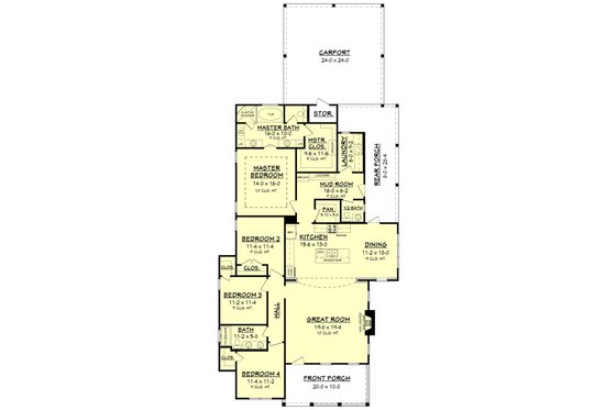 Floor Plan - Main Floor for Traditional House Plan #430-146 - 4 bed, 2.5 bath