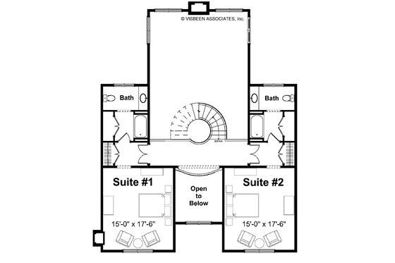 Floor Plan - Upper Floor for European House Plan #928-65 - 4 bed, 5.5 bath