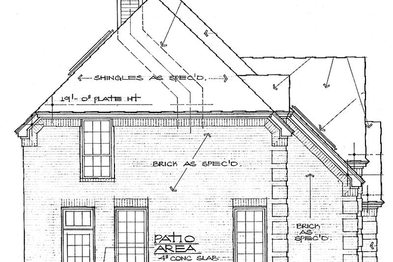 Home Plan - Exterior - Rear Elevation for Traditional House Plan #310-1093 - 3 bed, 2.5 bath