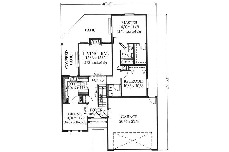 Home Plan - Floor Plan - Main Floor for Country House Plan #1037-5 - 2 bed, 1 bath
