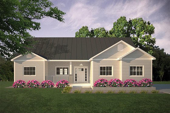 Exterior - Front Elevation 4 for Ranch House Plan #18-9547 - 3 bed, 2 bath