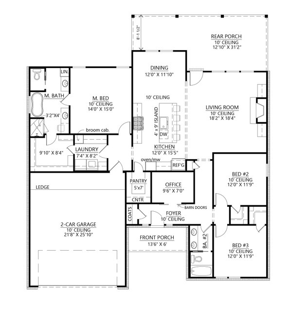 House Blueprint - Farmhouse Floor Plan - Main Floor Plan #1074-65