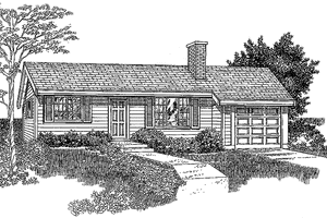 House Blueprint - Exterior - Front Elevation for Colonial House Plan #47-678 - 3 bed, 1 bath
