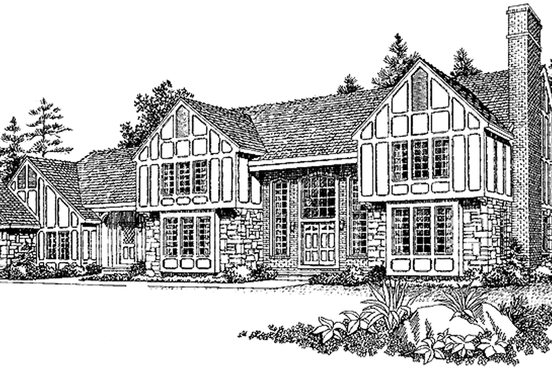 Architectural House Design - Tudor Exterior - Front Elevation Plan #72-793
