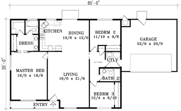 Adobe / Southwestern Floor Plan - Main Floor Plan #1-1259