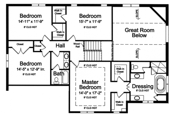 Floor Plan - Upper Floor for Traditional House Plan #46-848 - 4 bed, 2.5 bath