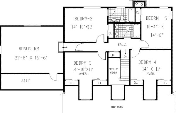 Country Floor Plan - Upper Floor Plan #3-225