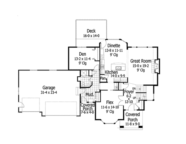 Architectural House Design - Traditional Floor Plan - Main Floor Plan #51-1055
