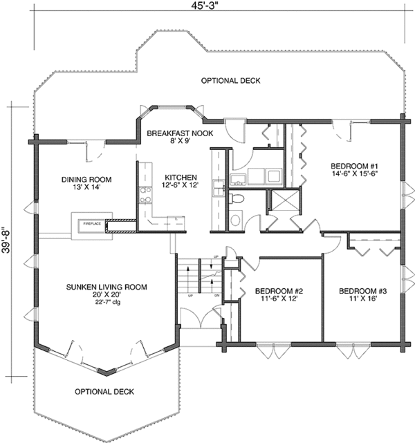 House Plan Design - Log Floor Plan - Main Floor Plan #964-10