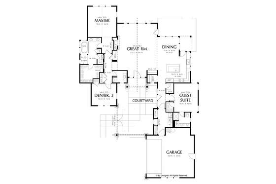 Floor Plan - Main Floor for Traditional House Plan #48-861 - 2 bed, 2.5 bath