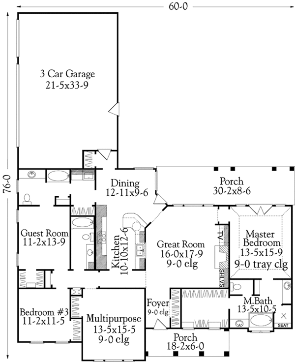 Dream House Plan - Country Floor Plan - Main Floor Plan #406-9652