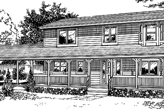 Exterior - Front Elevation 3 for Country House Plan #118-153 - 3 bed, 2.5 bath