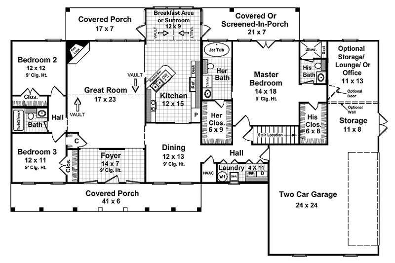 Dream House Plan - Floor Plan - Main Floor for Country House Plan #21-416 - 4 bed, 3 bath