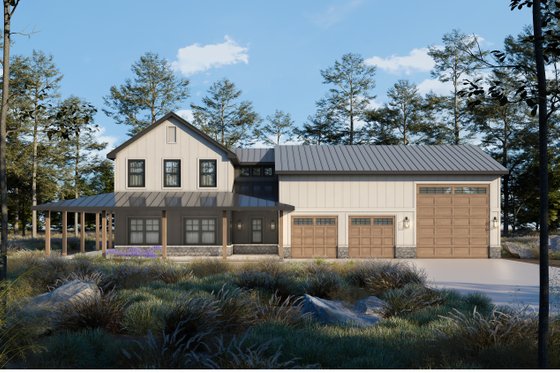 Exterior - Front Elevation 3 for Barndominium House Plan #20-2551 - 3 bed, 2.5 bath